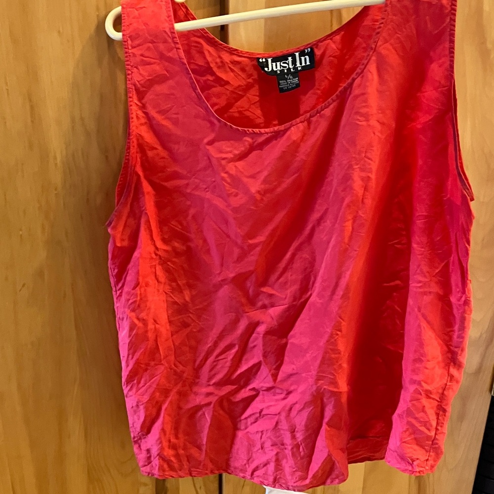 100% Silk Vibrant Pink Tank Top